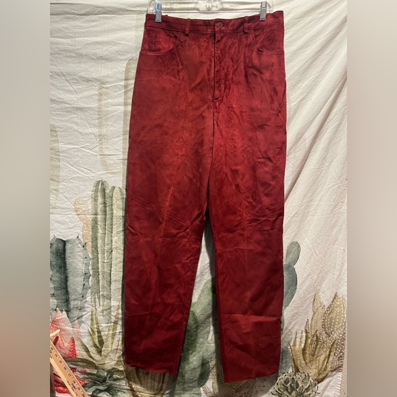 Peruvian Connection Vintage Red Soft Leather Pant 🌵14 - Picture 1 of 12